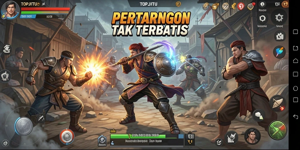 Tangkapan layar dari pertandingan seru di TOPJITU saat melakukan serangan terbaik.